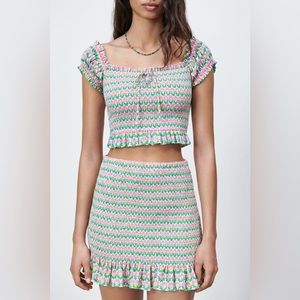 NWT Zara Smocked Skirt and Top Set Brand New